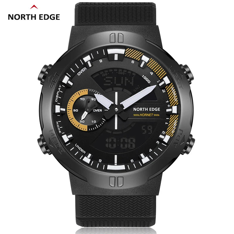 NORTH EDGE Mens Smart Watch World Time Clock Countdown Speed Stopwatch Male's Military Army Smartwatches Swimming Waterproof 50m