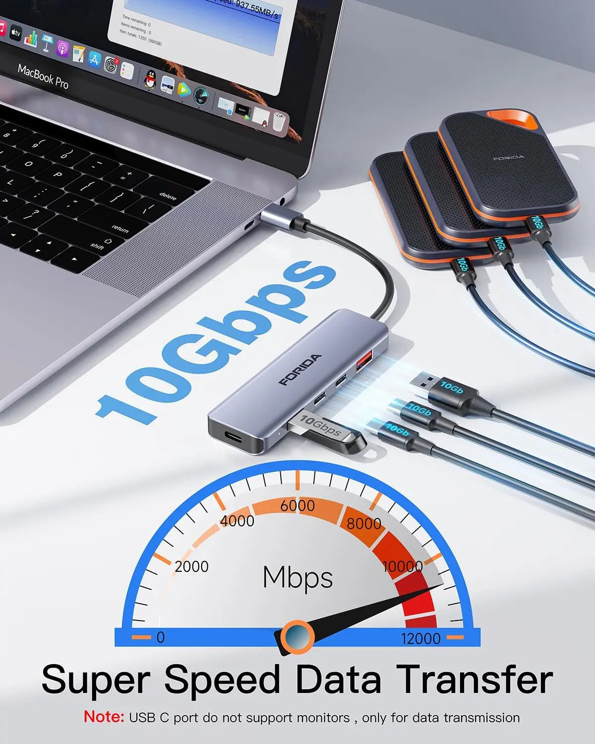 USB C Hub 5Gbps 10Gbps USB C Splitter Docking Stations USB Type C 3.2 Adapter for Laptop MacBook Desktop Tablet PC SmartPhone