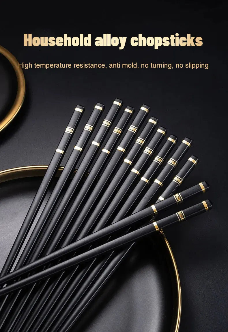 5 Pairs Chinese Japanese Chopsticks Sushi Sticks Korean Chopsticks Reusable Alloy Chop Sticks Kitchen Tableware Tool Accessories
