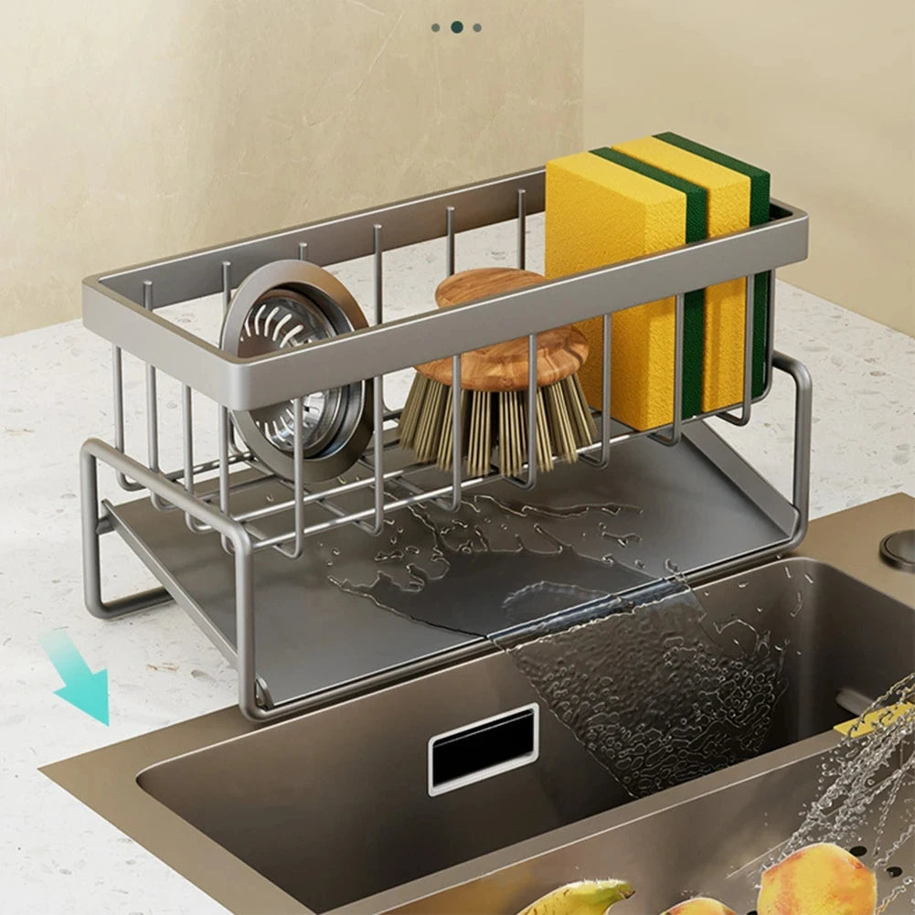 Kitchen Stainless Steel Sink Drain Rack Sponge Storage Faucet Holder Soap Drainer Towel Rack Shelf Organizer Kitchen Accessories