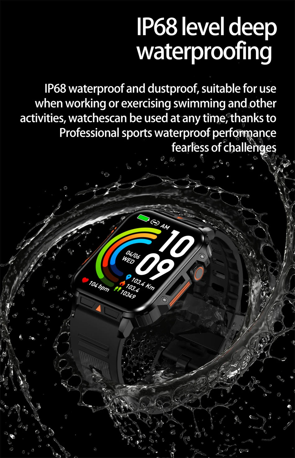 New Smartwatch 1.95 Inch Screen Health Monitoring Watches IP68 Waterproof Sport Fitness Smart Watch For Men Women Reloj Hombre
