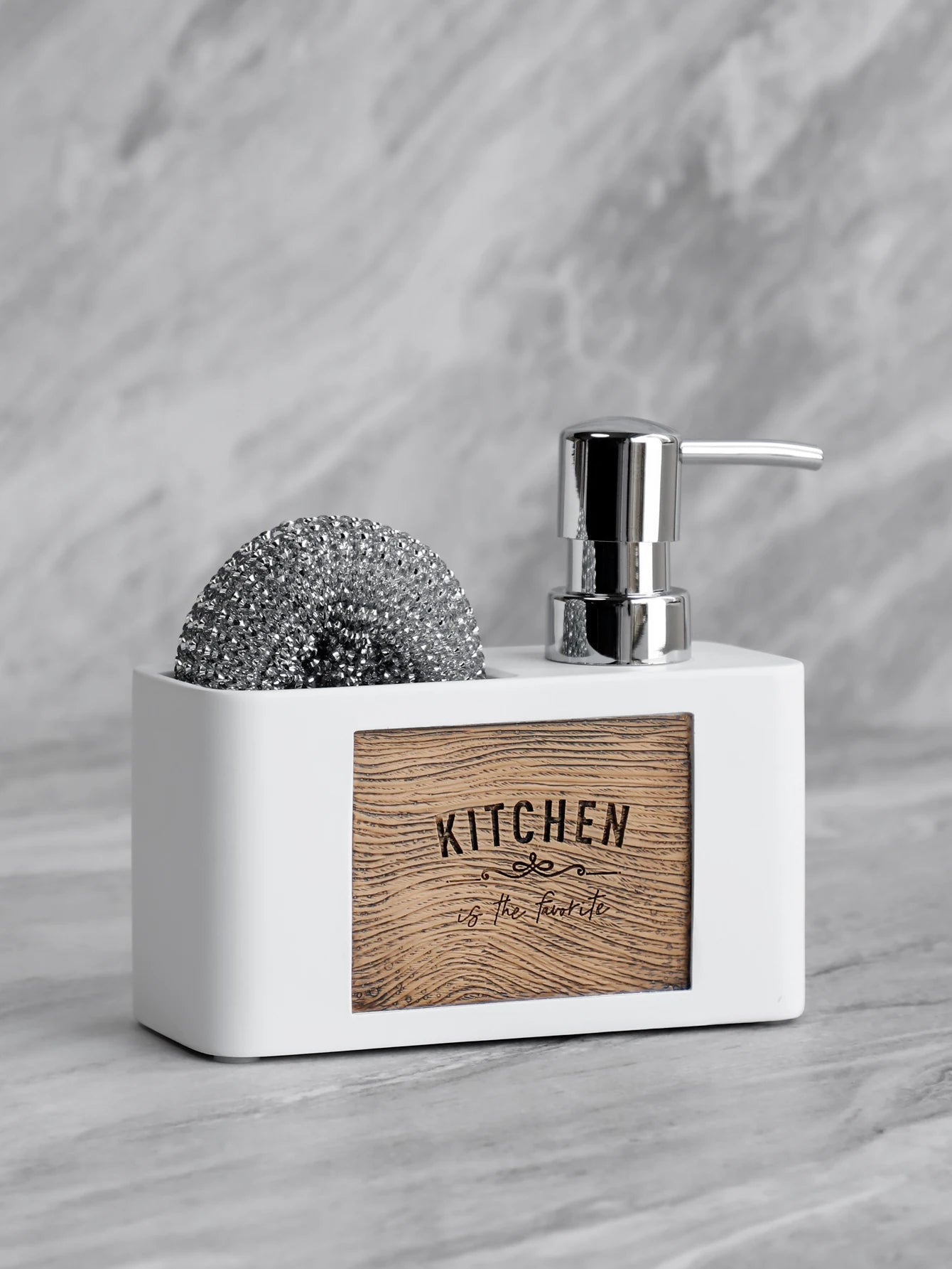 Kitchen Soap Dispenser with Sponge Holder Liquid Hand and Dish Soap Dispenser and Spong Caddy Black and White