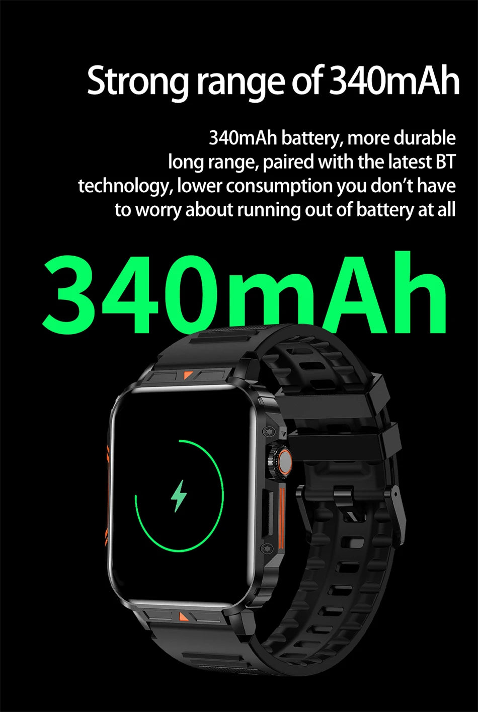 New Smartwatch 1.95 Inch Screen Health Monitoring Watches IP68 Waterproof Sport Fitness Smart Watch For Men Women Reloj Hombre