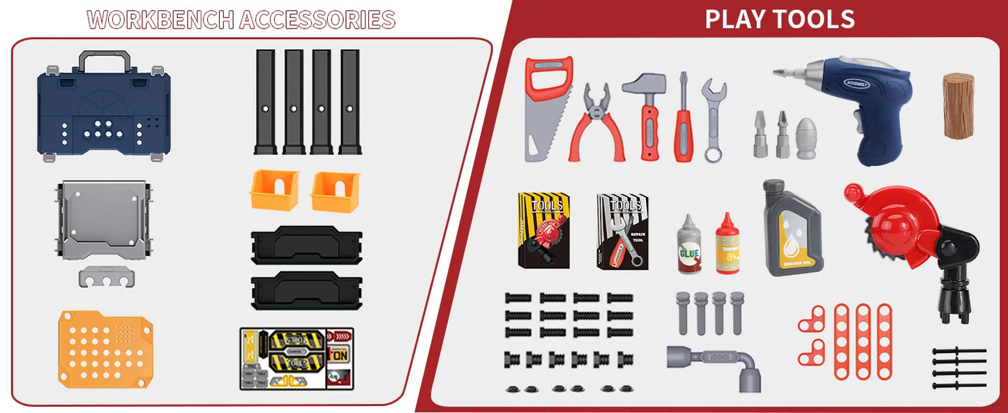 Kids Tool Bench, Realistic, Transformable Tool Set, Toddler Bench Pretend Play Learning Gift for Boys & Girls Age 3-5