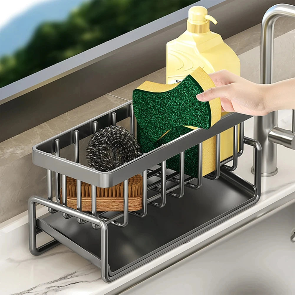 Kitchen Stainless Steel Sink Drain Rack Sponge Storage Faucet Holder Soap Drainer Towel Rack Shelf Organizer Kitchen Accessories