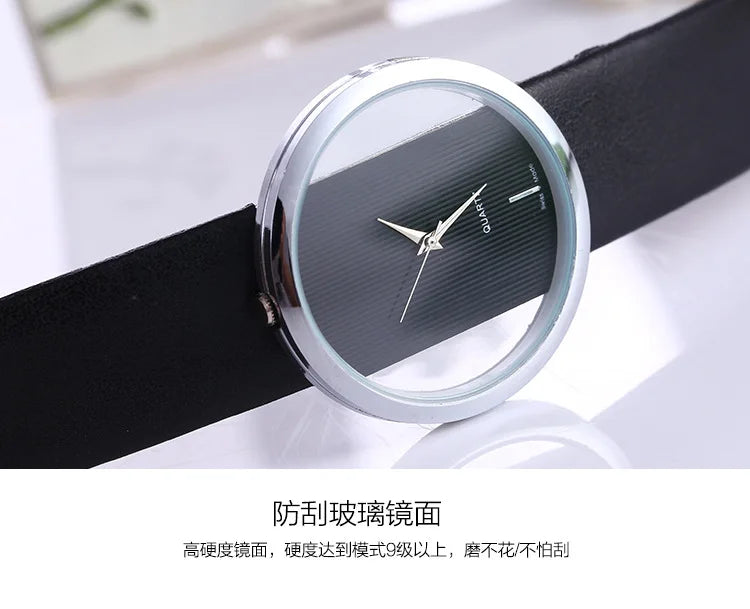 Women Watches Top Brand Luxury Hollow Ladies Wrist Watches Women Transparent Leather Strap Watch For Female Relogio Feminino Hot