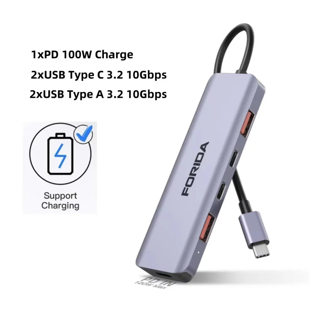 USB C Hub 5Gbps 10Gbps USB C Splitter Docking Stations USB Type C 3.2 Adapter for Laptop MacBook Desktop Tablet PC SmartPhone