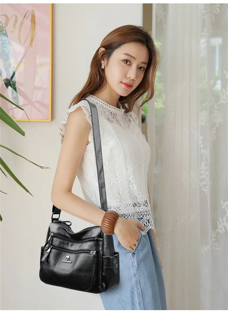 Women Embroidery Tote Bag High Quality Leather Ladies Handbags 2024 Women Shoulder Bag Small Crossbody Bags For Women Sac a Main