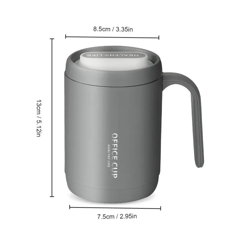1pc Grey Creative PP Liner Drinking Cup Portable Office Large Capacity Covered Milk Coffee Cup Gift For Kitchen Travel Domestic