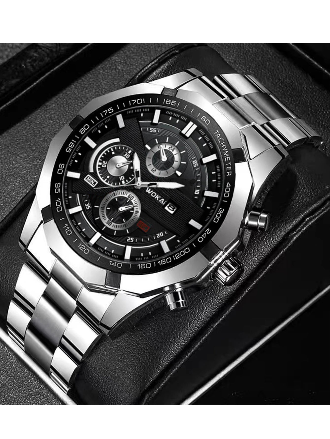 Men's business bar scale dial steel band Watch Quartz Watch