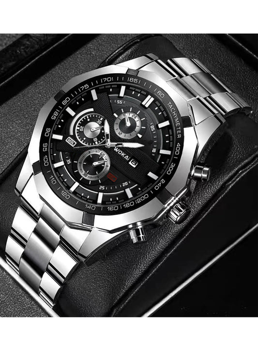 Men's business bar scale dial steel band Watch Quartz Watch