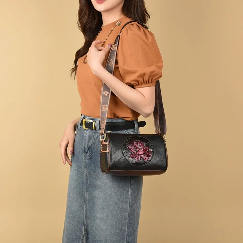 Women Embroidery Tote Bag High Quality Leather Ladies Handbags 2024 Women Shoulder Bag Small Crossbody Bags For Women Sac a Main