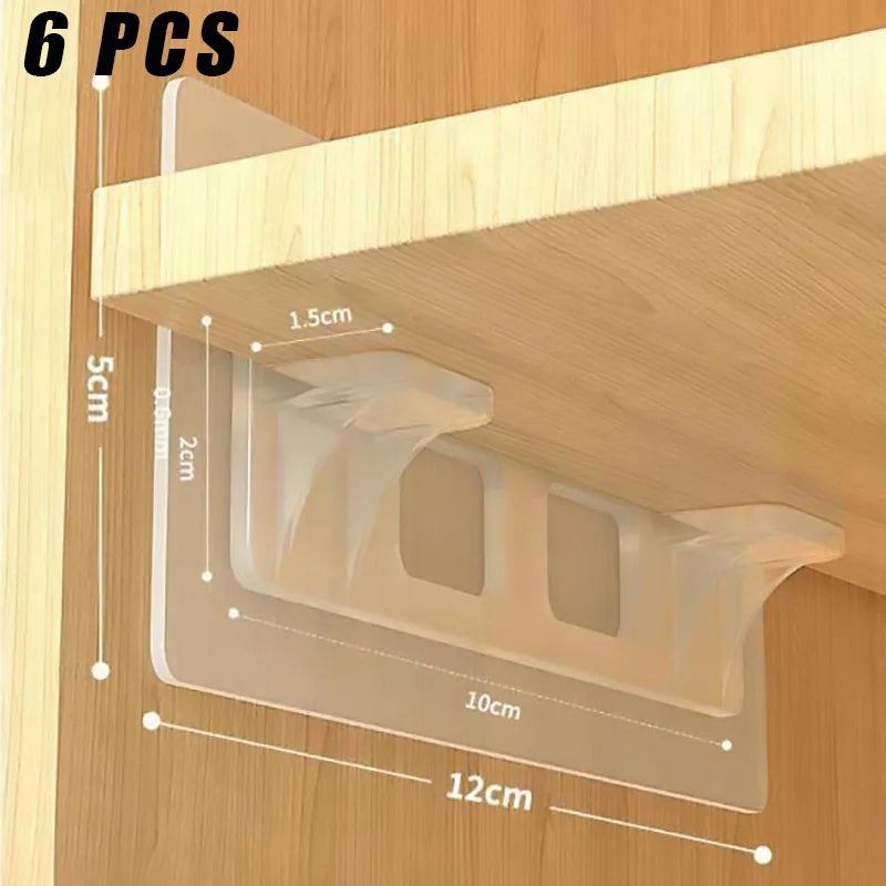 6/12pcs Wardrobe Divider Brackets Non-Marking Sticky Kitchen Cabinet Divider Brackets Anti-Side Slip Layer Support Brackets