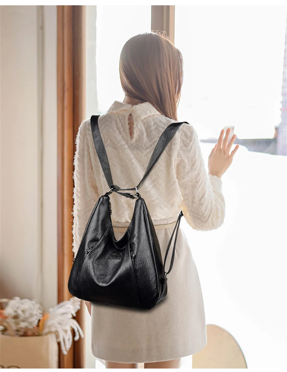 High Quality Leather Luxury Handbags Women Bags Designer Multifunction Shoulder Bags for Women Travel Back Pack Bolsa Feminina