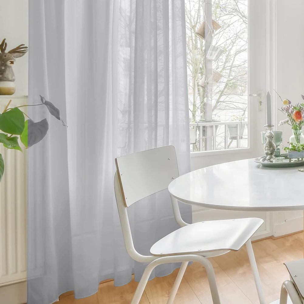 Shading Solid White Sheer Curtains for Living Room Decoration Window Curtains for Kitchen Modern Tulle Voile Organza Curtains