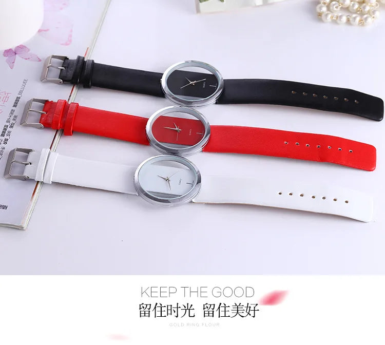 Women Watches Top Brand Luxury Hollow Ladies Wrist Watches Women Transparent Leather Strap Watch For Female Relogio Feminino Hot