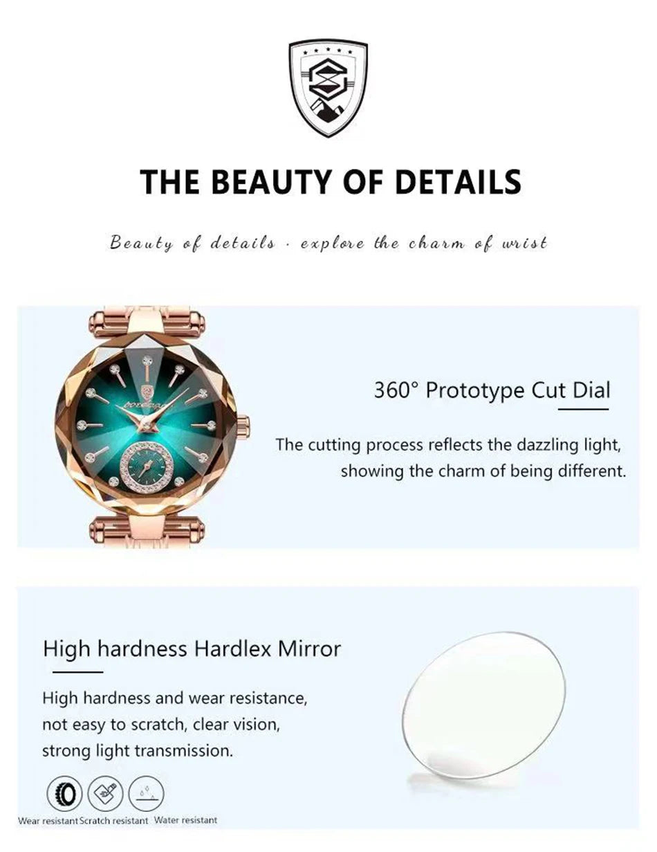 2023 Brand Women Watches Fashion Square Ladies Quartz Watch Bracelet Set Green Dial Simple Rose Gold Mesh Luxury Women Watches