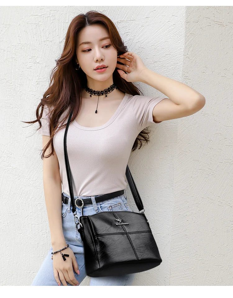 Women Embroidery Tote Bag High Quality Leather Ladies Handbags 2024 Women Shoulder Bag Small Crossbody Bags For Women Sac a Main