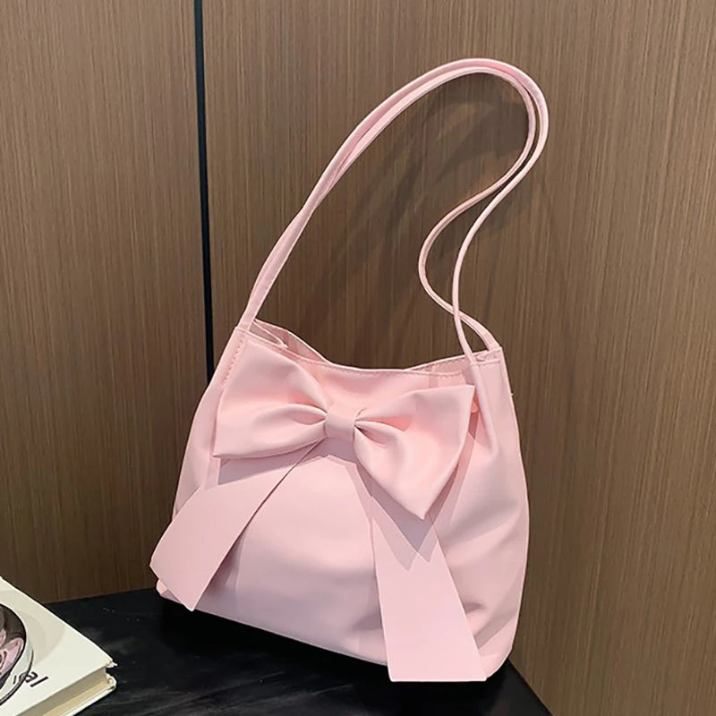 Fashion Bow Handlebags For Women Shoulder Bags Leisure Armpit Bag Shopping Versatile Bags Dumpling Handbag Female Hand Bags