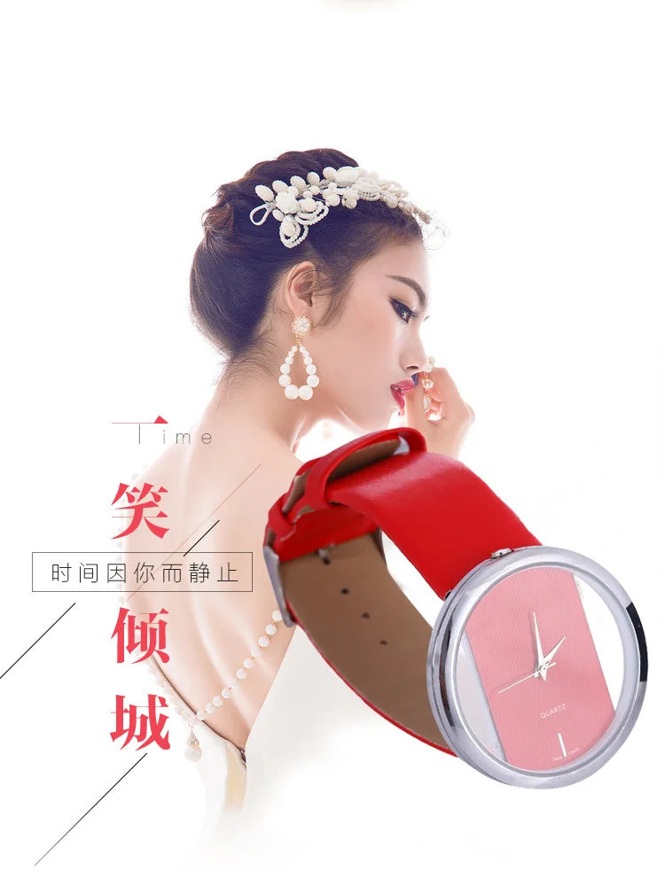 Women Watches Top Brand Luxury Hollow Ladies Wrist Watches Women Transparent Leather Strap Watch For Female Relogio Feminino Hot