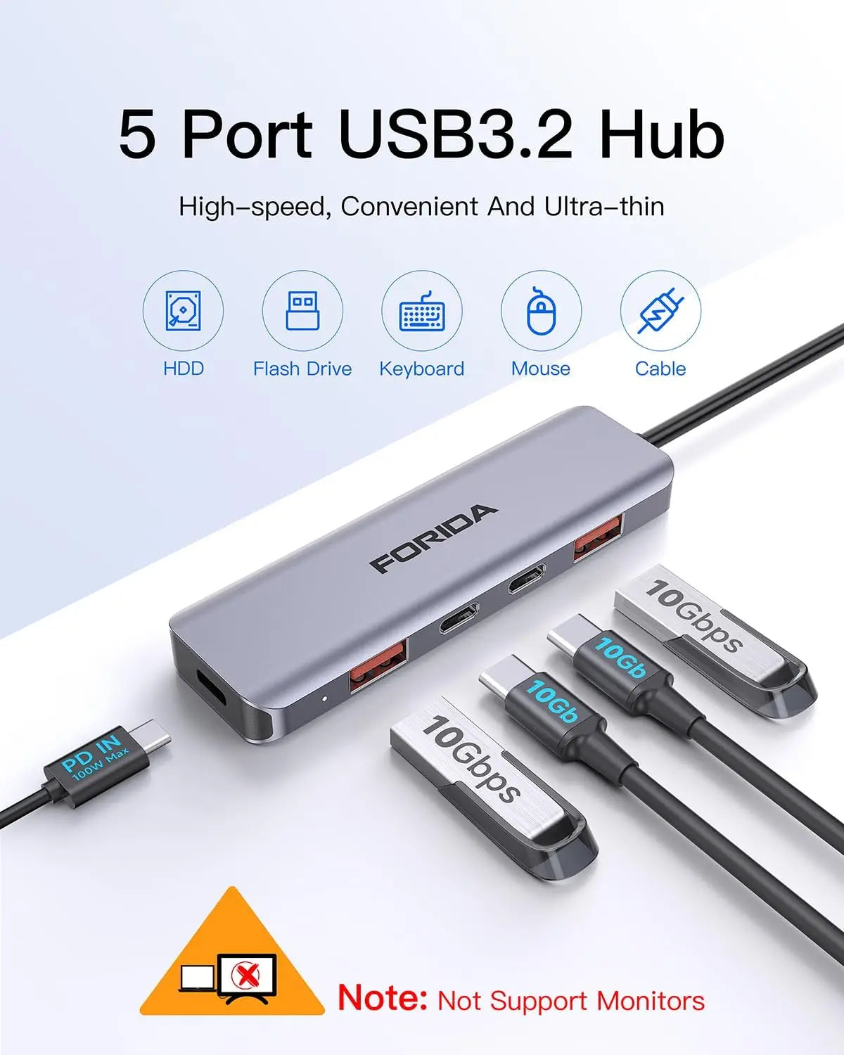 USB C Hub 5Gbps 10Gbps USB C Splitter Docking Stations USB Type C 3.2 Adapter for Laptop MacBook Desktop Tablet PC SmartPhone