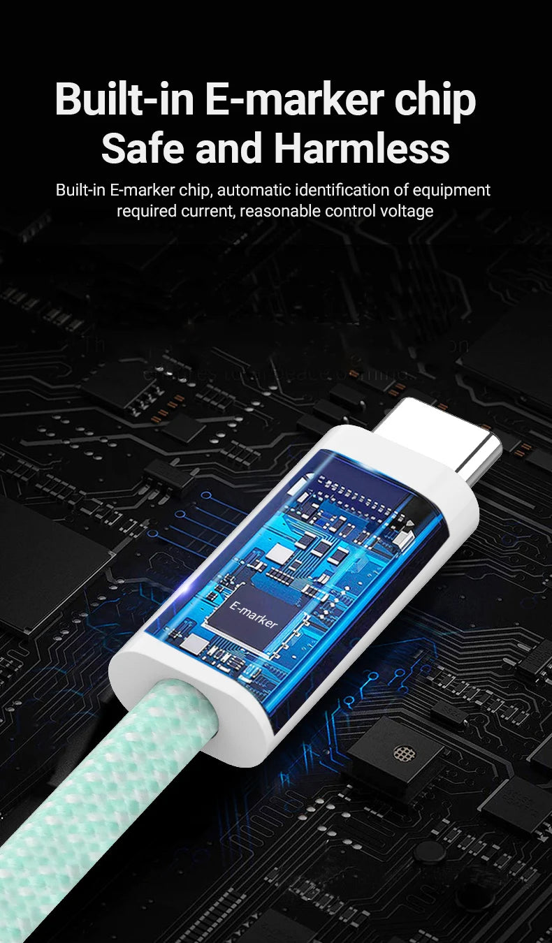 USB4 Fully Functional Data Cable with 8K60Hz Video Output, 40Gbps Data Transmission, PD Charing, 1.8m USB-C to USB-C Data Cable