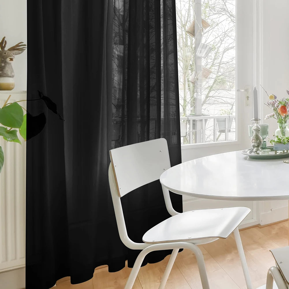 Shading Solid White Sheer Curtains for Living Room Decoration Window Curtains for Kitchen Modern Tulle Voile Organza Curtains