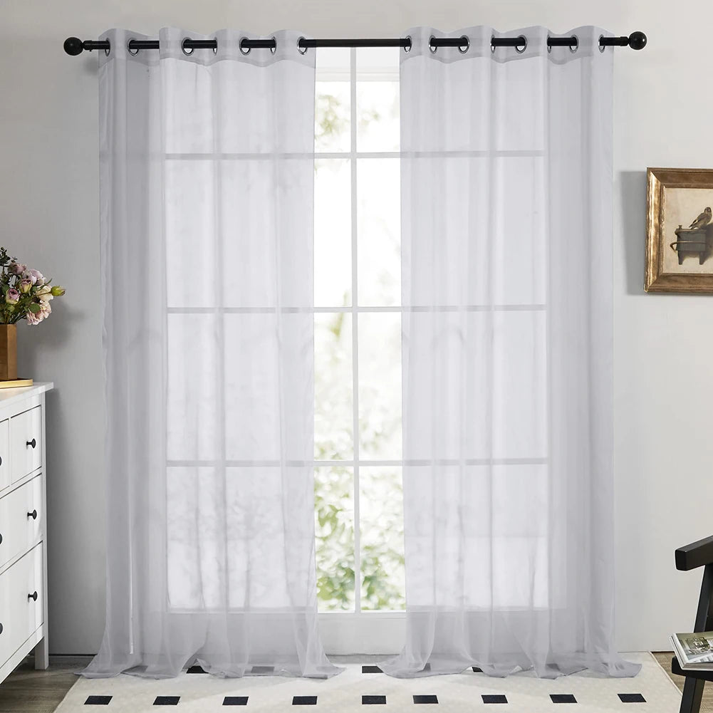 Shading Solid White Sheer Curtains for Living Room Decoration Window Curtains for Kitchen Modern Tulle Voile Organza Curtains