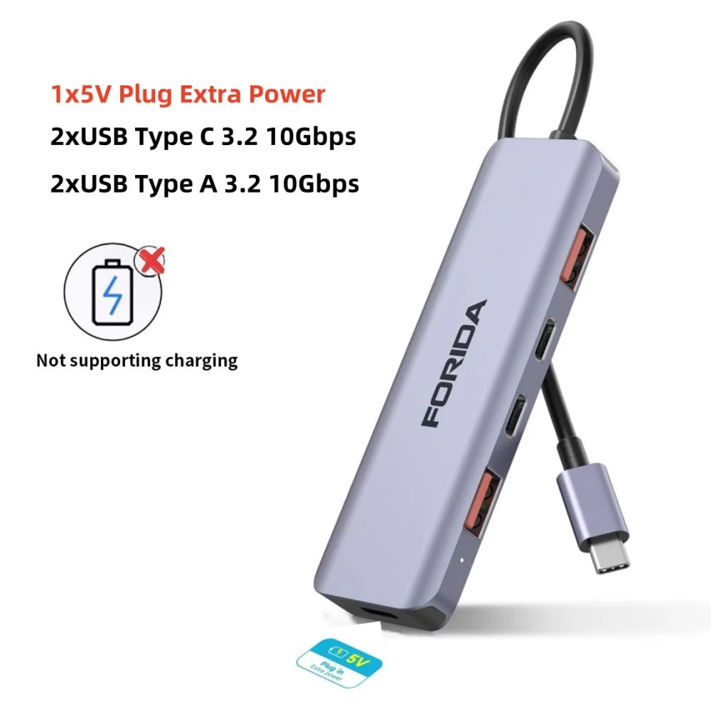 USB C Hub 5Gbps 10Gbps USB C Splitter Docking Stations USB Type C 3.2 Adapter for Laptop MacBook Desktop Tablet PC SmartPhone