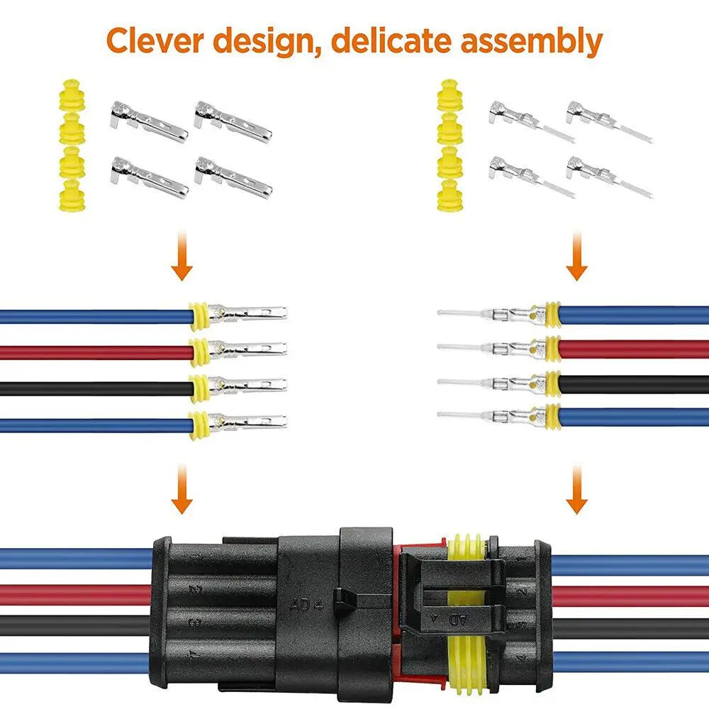 Kit Conectores Elétricos Automotivos 708 Peças 1 a 6 Pinos com Vedação
