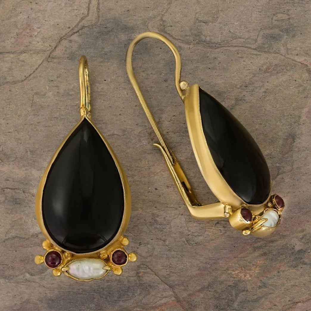Creative Retro Drop-shaped Gem Earrings