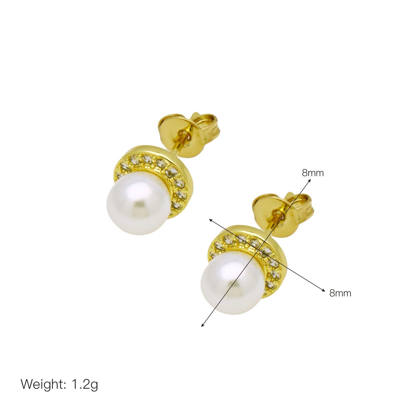 Moon Flower-shaped Pearl Zircon Round Earrings