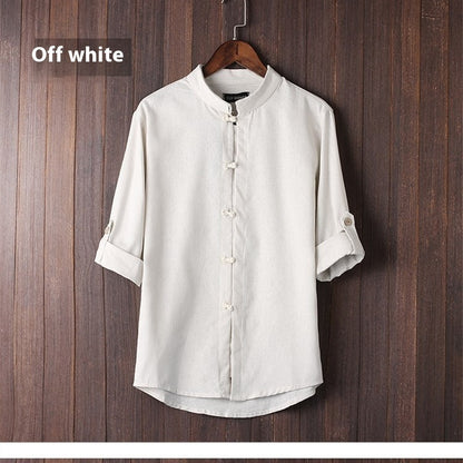 Camisa Masculina de Linho Vintage – Plus Size