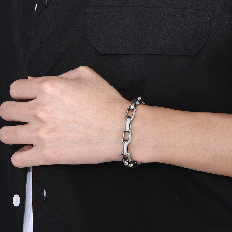 Men's Titanium Steel Bracelet Ins Niche Design Hip-hop Geometric Bracelet