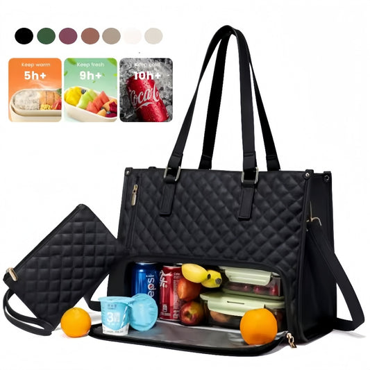 Convenient Commute New Lunch Bag Women's Insulated Lunch Box Women's Leak-proof Large Purse Diagonal Computer Storage