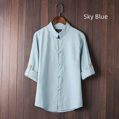 Camisa Masculina de Linho Vintage – Plus Size