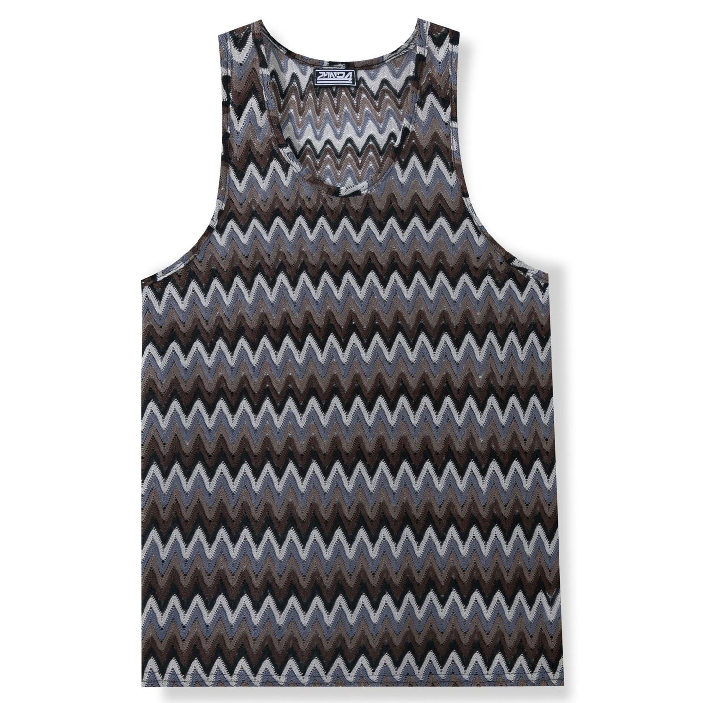 Summer Casual Men's Clothing Retro Style Contrast Color Wave Color Stripes Fabric Vest