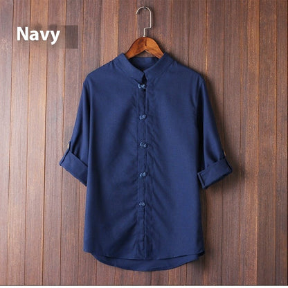 Camisa Masculina de Linho Vintage – Plus Size