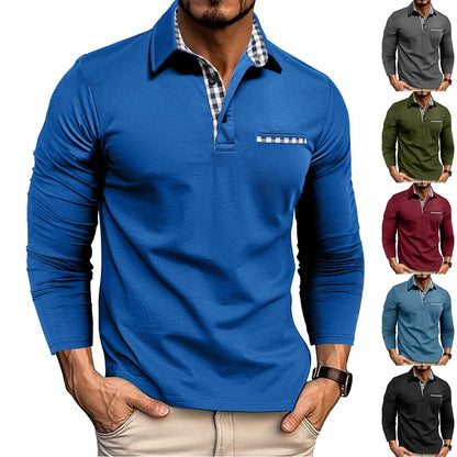Camisa Polo Masculina com Gola e Estampa Xadrez – Manga Longa