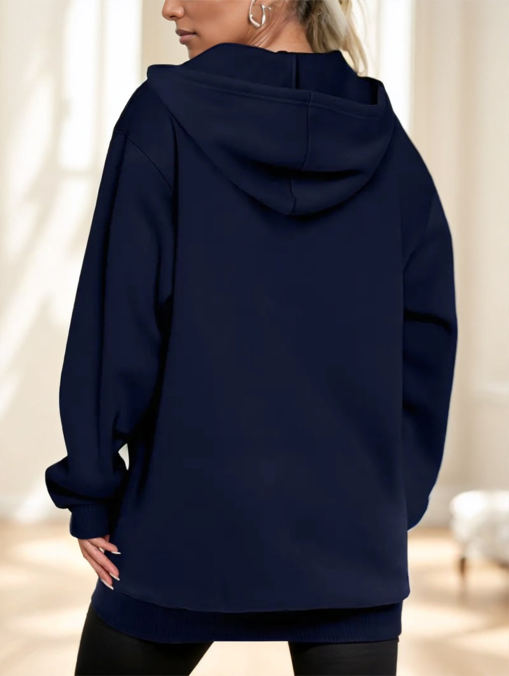 Women's Casual Long Hoodie With Zipper