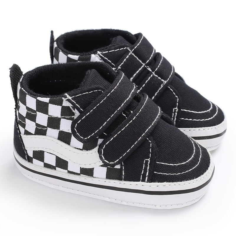 Casual Soft Sole Non-slip Plaid High-top Canvas Toddler Shoes