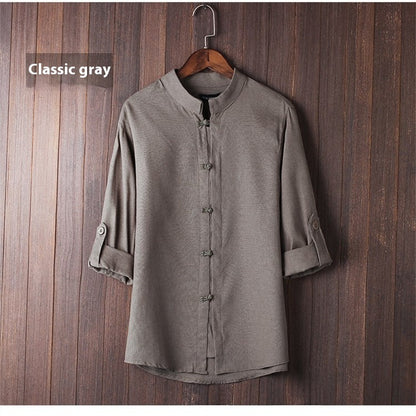 Camisa Masculina de Linho Vintage – Plus Size
