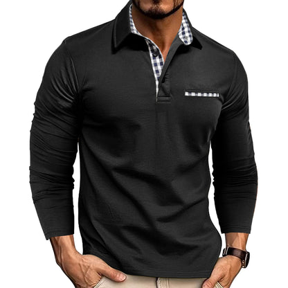 Camisa Polo Masculina com Gola e Estampa Xadrez – Manga Longa