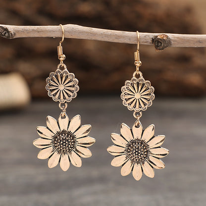 Brincos Femininos Estilo Retrô Girassol – Acessório de Moda