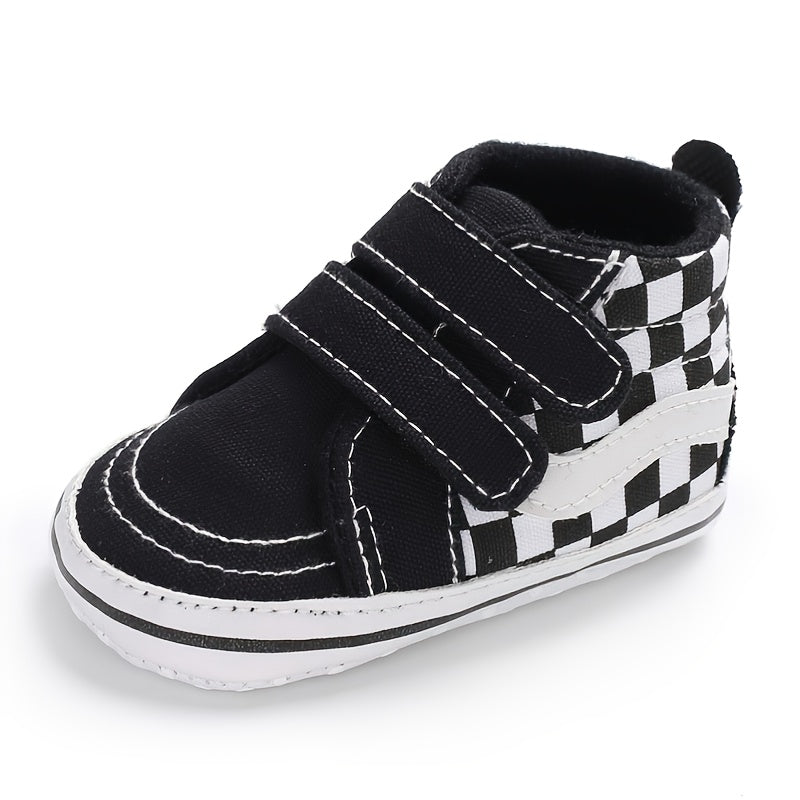 Casual Soft Sole Non-slip Plaid High-top Canvas Toddler Shoes