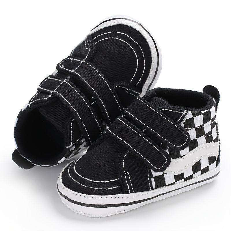 Casual Soft Sole Non-slip Plaid High-top Canvas Toddler Shoes