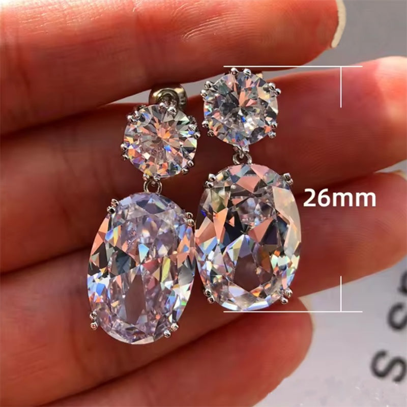 Ins Drop-shaped Rhinestones Earrings Creative Personality Alloy Oval Earrings