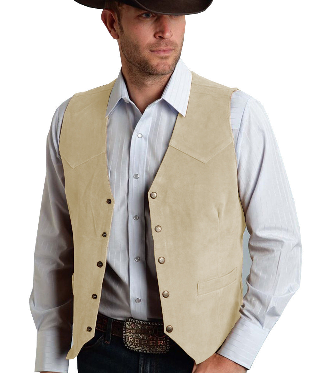 Men's Suit Metal Buckle Suede Vest