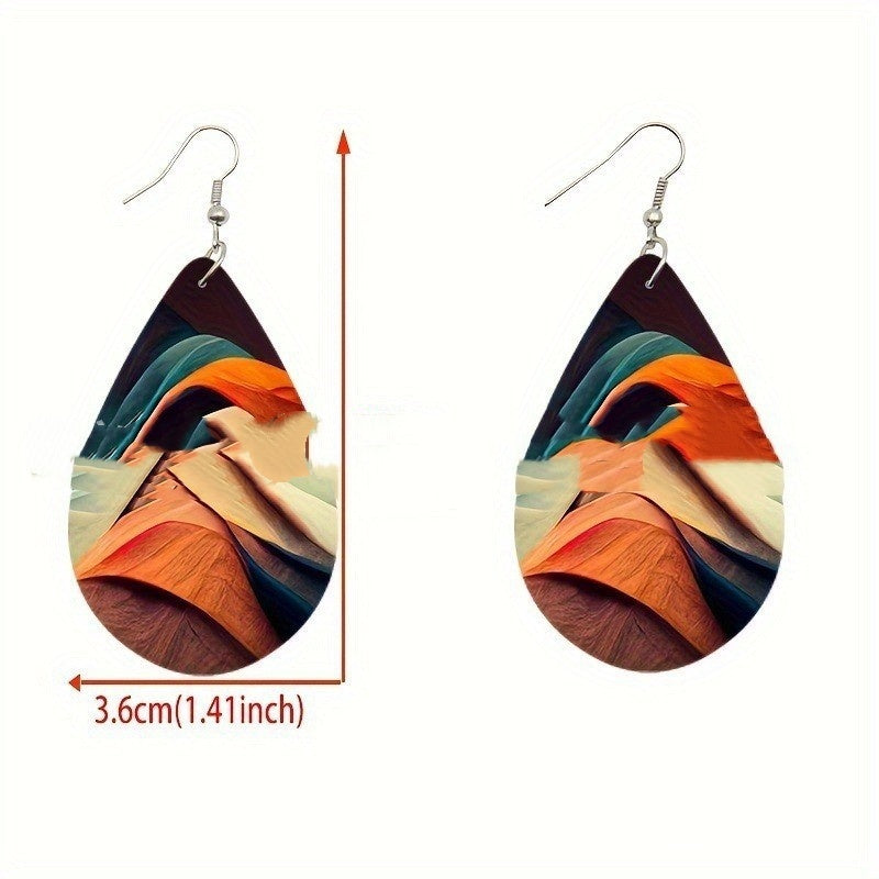 Creative Popular Colorful Natural Pattern Drop-shaped Earrings