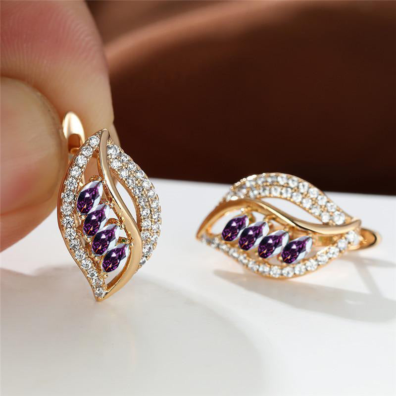 Ins Leaf-shaped Rhinestones Earrings Fashion Unique Zircon-encrusted Stud Earrings Women's Jewelry